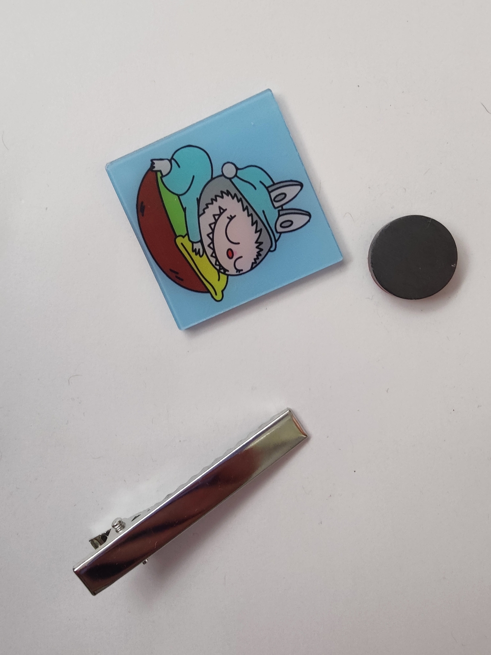 Custom Handmade Character Magnet or Hair Clip- Labubu Blue